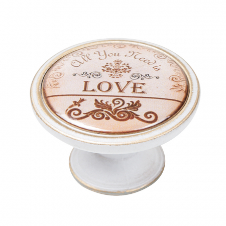Manere pentru mobila - Buton pentru mobila, Love 550BB28, finisaj bronz patinat, D:37 mm