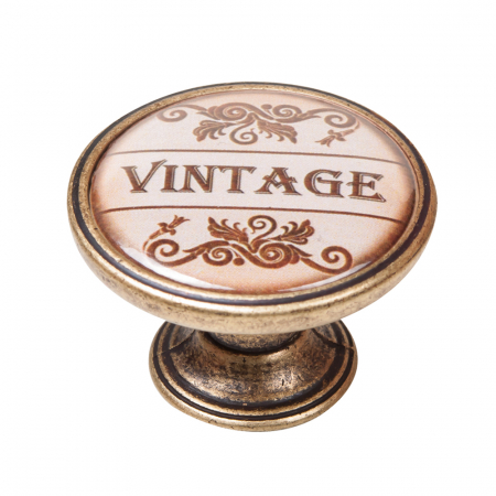 Manere pentru mobila - Buton pentru mobila, Vintage 550BR27, finisaj alama antichizata, D:37 mm