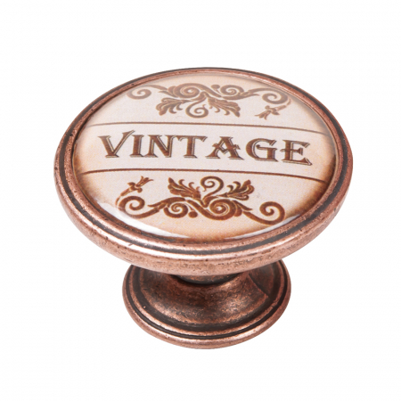 Manere pentru mobila - Buton pentru mobila, Vintage 550CB27, finisaj cupru antichizat, D:37 mm