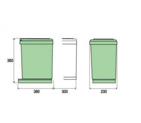 CR Davis - Coș de gunoi încorporabil, 2 recipiente, pentru corp de 300 mm, gri deschis [1]