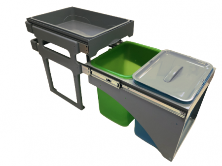 Bucatarie - Cos de gunoi incorporabil Tank Front, colectare selectiva, cu 2 recipiente 2 x 16 litri si tavita multifunctionala