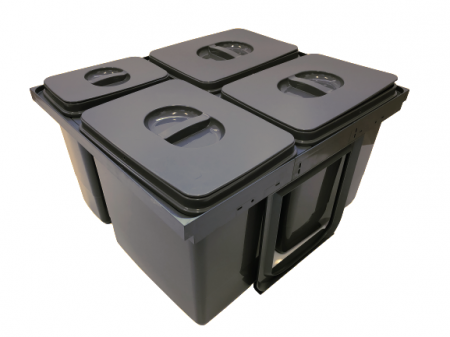 Bucatarie - Cos de gunoi Jazz 60 incorporabil, colectare selectiva, 3 compartimente x15 litri si 1x7 litri, H300 mm