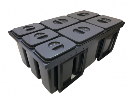 Bucatarie - Cos de gunoi Jazz 90 incorporabil, colectare selectiva, 4 compartimente x15 litri si 3x7 litri, H300 mm