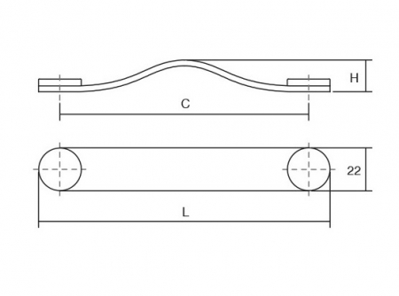 Flexa - Maner din piele bej pentru mobilier, cu ornament crom lucios, L:150 mm [1]