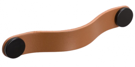 Manere din piele - Flexa - Maner din piele bej pentru mobilier, cu ornament negru, L:150 mm