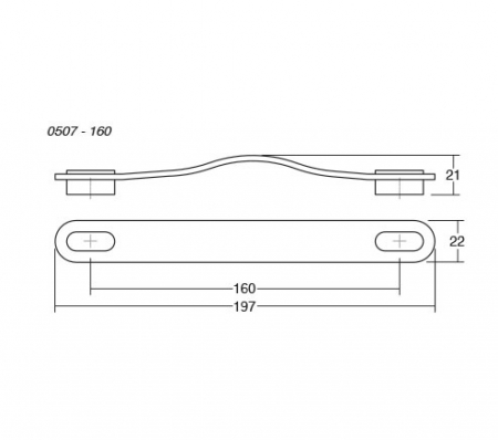 Oblong  - Maner din piele bej pentru mobilier, cu ornament, finisaj crom lucios, L197 mm [1]