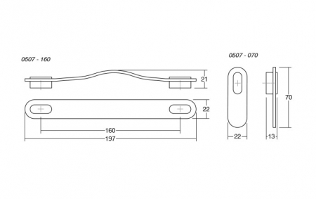 Maner Oblong din piele maro pentru mobilier, cu ornament finisaj auriu periat, L:197 mm [1]