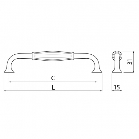 Abiate - Maner pentru mobila, finisaj auriu antichizat, L:143 mm [1]