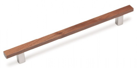 Manere din lemn - Maner pentru mobila Ara W, finisaj otel inoxidabil/nuc, L:220 mm