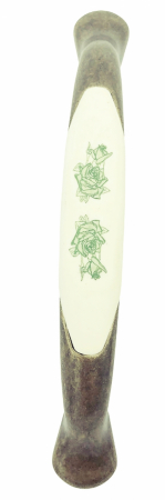 Maner pentru mobila cu insertie rasina floare verde, finisaj bronz oxidat, 128 mm [1]