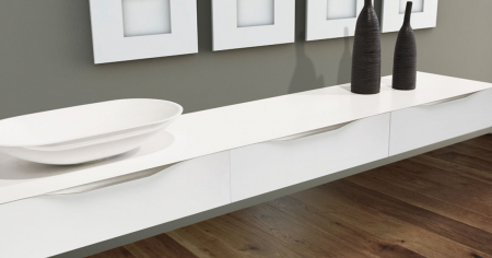 Manere In cant - Maner pentru mobila Forma, finisaj otel inoxidabil, L:397 mm