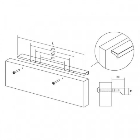 Maner pentru mobilier Angle, finisaj crom lucios, L 200 mm [3]