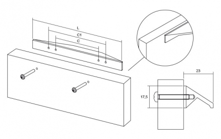 Maner pentru mobilier Cutt, crom lucios, L= 200 mm [2]
