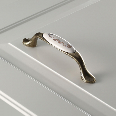 Arch - Maner vintage cu insertie ceramica, finisaj auriu antichizat, L:125 mm [3]