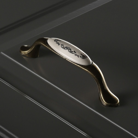 Arch - Maner vintage cu insertie ceramica, finisaj auriu antichizat, L:125 mm [4]