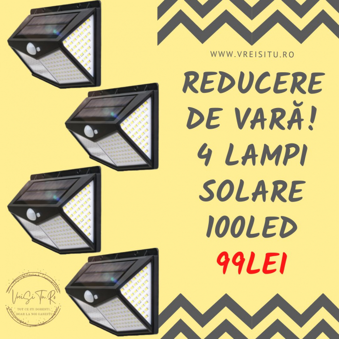4x Lampi Ultra 100LED Solare cu senzor de miscare [1]