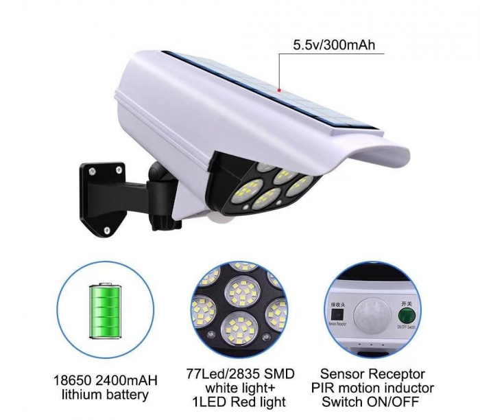 Camera Falsa 77LED cu Panou Solar Telecomanda si Senzor miscare [2]