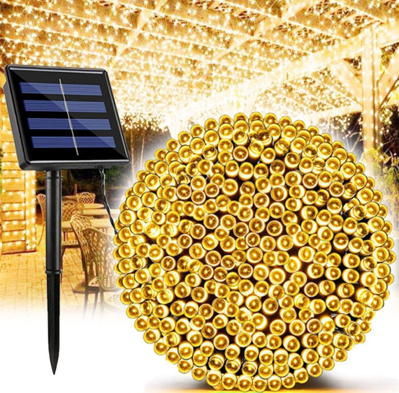 Instalatie cu incarcare solara, 300 LED, 30 metri, Alb cald [1]