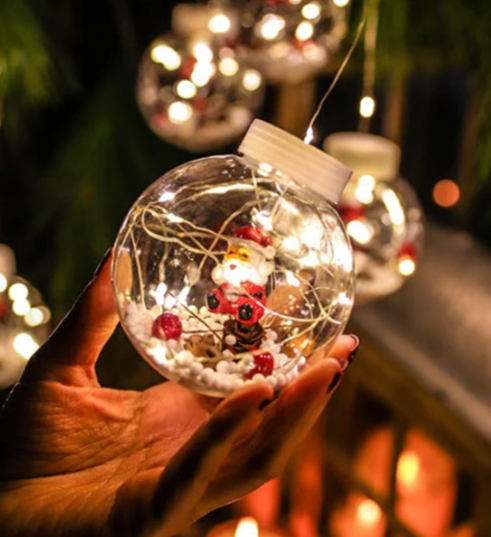 Instalatie Tip Perdea Globuri cu LED , Figurine Mos Craciun, 10 globuri, 3 m , interconectabile [4]