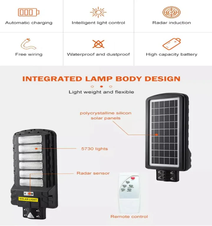 Lampa Solara Jortan STREET , 500W , 600W , 700W , 800W Senzor de Miscare Si Telecomanda + Suport [2]
