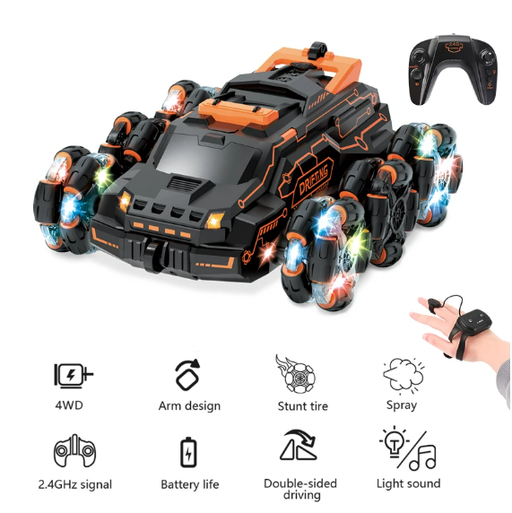 Masinuta Cascadorii Remote + Gesture Control cu Sase Roti cu Pulverizare Spray 4WD [3]