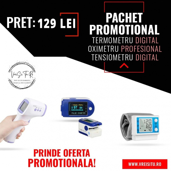 Pachet Promotional Tensiometru Digital, Oxiometru Digital si Termometru cu Infrarosu [1]
