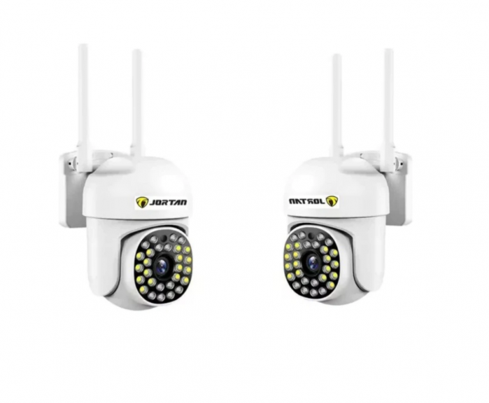 PACHETE PROMOTIONALE - 2 x Cameră de Supraveghere Jortan 8161QJ, 28 LED-uri, WiFi, HD, Viziune Nocturnă cu Infraroșu și Protecție IP66