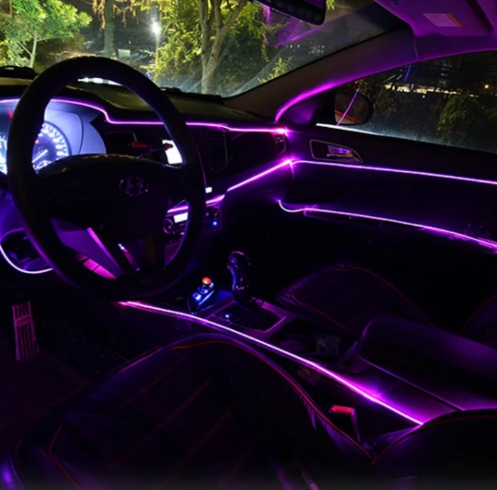 Banda LED auto, lumina ambientale , 6M, aplicatie mobil, 4 module [4]