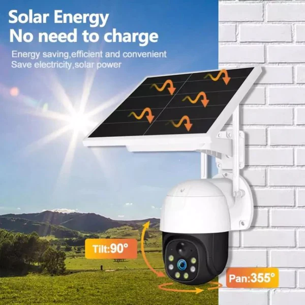 Camera de Supraveghere WiFi, Solara, Pentru Exterior, Vedere de Noapte, Grad Protectie Apa IP66, 2 Antene [3]