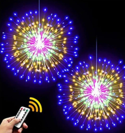 ARTICOLE DE SARBATORI - Instalatie craciun 5 artifici, 500Led, 5 metri, Panou Solar, Telecomanda inclusa Alb Cald