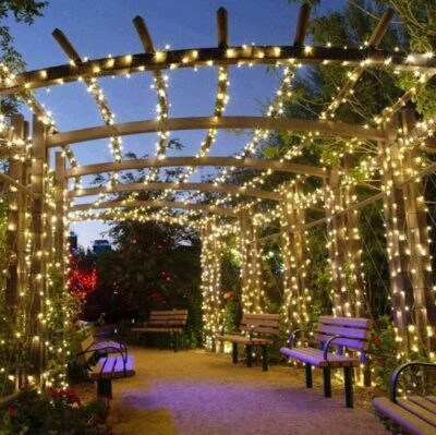 Instalatie cu incarcare solara, 300 LED, 30 metri, Alb cald [2]