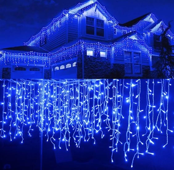 Instalatie de Craciun, tip franjuri / turturi, 8 m, 200 leduri, 8 jocuri de lumini [2]