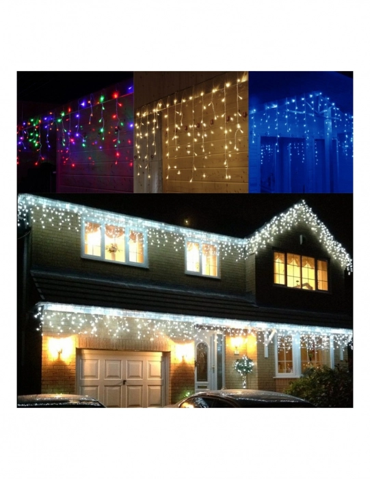 Instalatie de Craciun, tip franjuri / turturi, 8 m, 200 leduri, 8 jocuri de lumini [4]