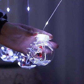 Instalatie Tip Perdea Globuri cu LED , Figurine Mos Craciun, 10 globuri, 3 m , interconectabile [1]