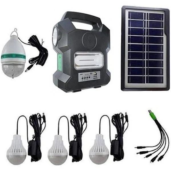BOXE SI DEVICE-URI - Kit Panou Solar 6V4A 3 Becuri, Radio-FM USB MP3 GDLITE GD1000A