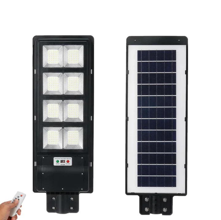LAMPI SOLARE - Lampa Solara, 400W Jortan Slim Panou Fotovoltaic Si Senzor de Miscare + Telecomanda + Suport Metalic Cadou