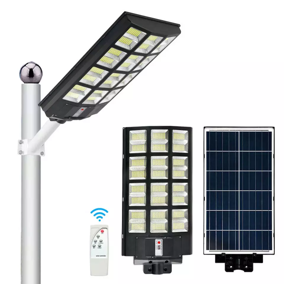 Lampa Solara Stradala Tripla cu Telecomanda si Panou Solar Incorporat, 600W 800W 1000W [1]
