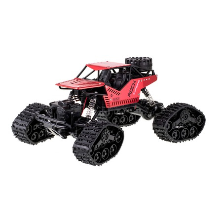 Masina cu telecomanda Rock Crawler cu senile si roti 2in1, scara 1:16, rosu [1]