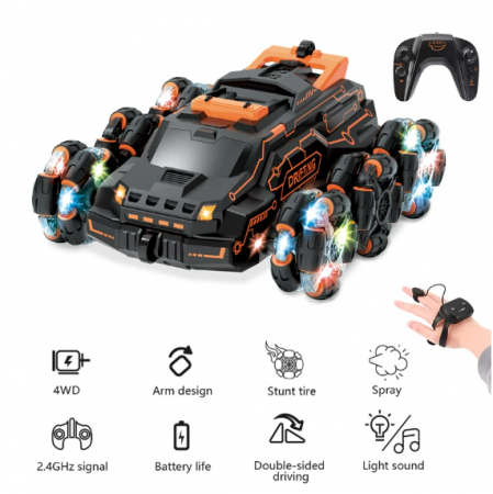 Masinuta Cascadorii Remote + Gesture Control cu Sase Roti cu Pulverizare Spray 4WD [2]