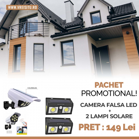 PACHETE PROMOTIONALE - Pachet Promotional Camera Falsa LED + 2x Lampi Solare Cu Lupa