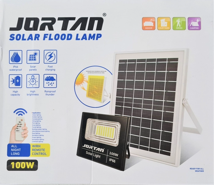 Proiector LED Jortan cu panou solar si telecomanda, 100w , 200w ,400w , 600w ,IP66 , 6500 k [3]