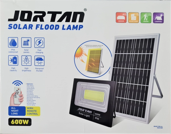 Proiector LED Jortan cu panou solar si telecomanda, 100w , 200w ,400w , 600w ,IP66 , 6500 k [2]