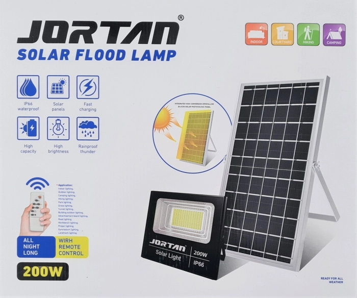 Proiector LED Jortan cu panou solar si telecomanda, 100w , 200w ,400w , 600w ,IP66 , 6500 k [1]