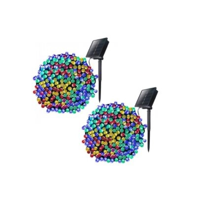 ARTICOLE DE SARBATORI - Set 2 x Instalatie Gradina cu Incarcare Solara, 100 LED, 10 metri, Multicolor