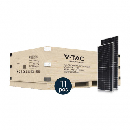 KIT-uri Solare Fotovoltaice - Kit Fotovoltaic 5kW, 11 Buc 450W Panou Solar Monocristalin 2094x1038x35mm