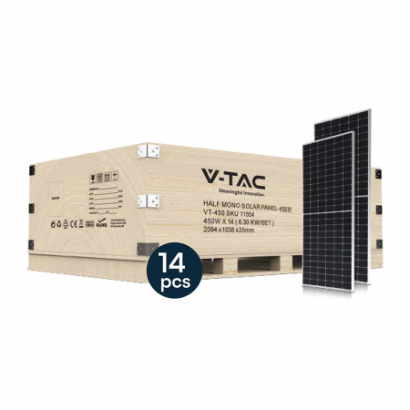 KIT-uri Solare Fotovoltaice - Kit Fotovoltaic 6.30kW, 14 Buc 450W Panou Solar Monocristalin 2094x1038x35mm