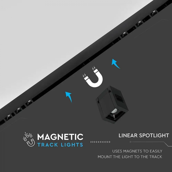 Spot Magnetic LED V-TAC, 1W, IP20, 24V, Negru, 4000K [10]