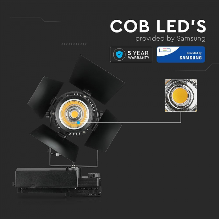 Proiector de sina LED V-TAC, 33W, 2800lm, Cip Samsung, 5 ani garantie, CRI>90, Negru [10]