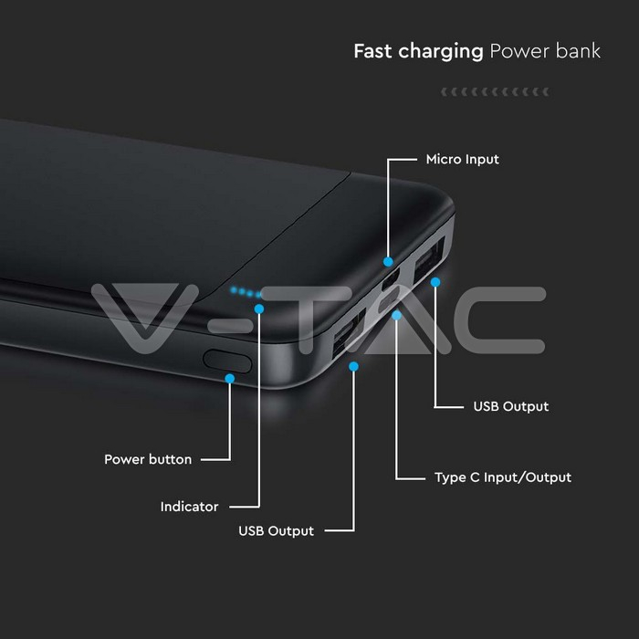 10000mAh power bank Cu incărcare rapidă negru [2]