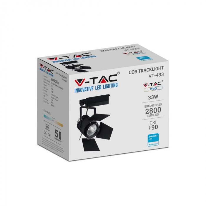 Proiector de sina LED V-TAC, 33W, 2800lm, Cip Samsung, 5 ani garantie, CRI>90, Negru [11]